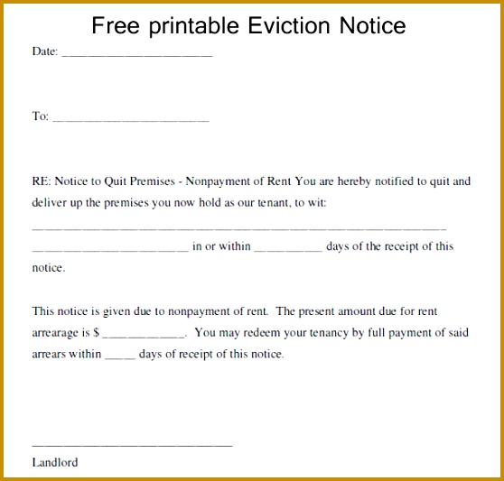free printable eviction notice template 533558