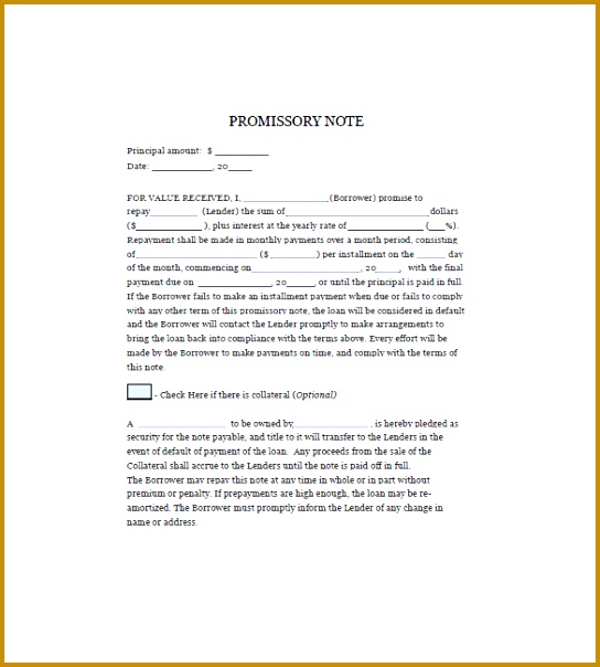 Blank Promissory Note PDF Free 604544
