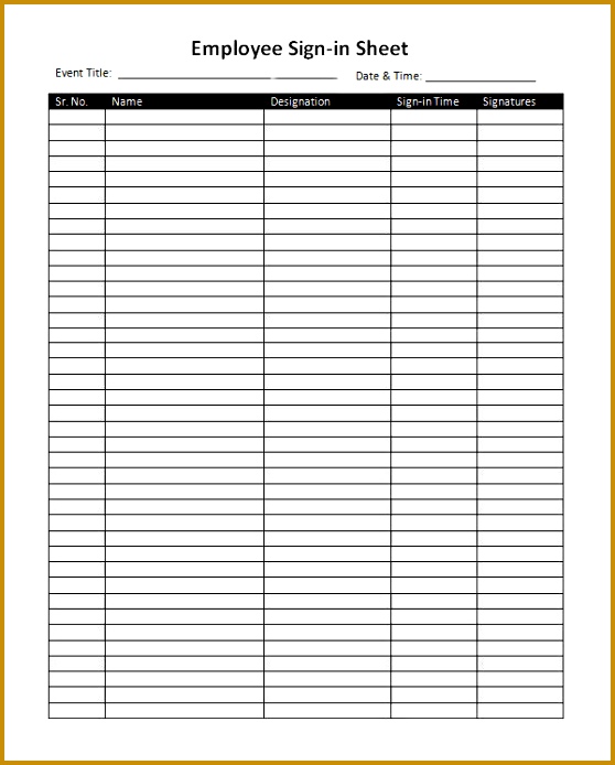 Employee Sign in Template 694558