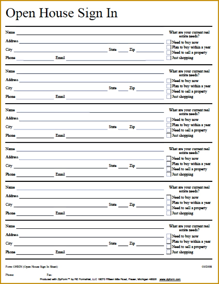 open house sign in sheet 1101851