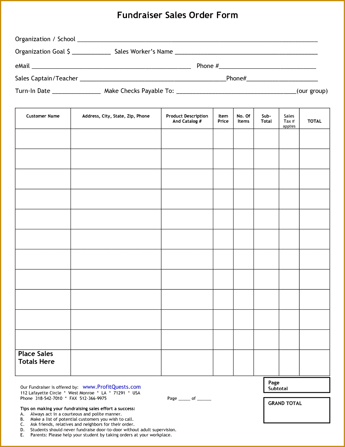 fundraiser order form 15341185