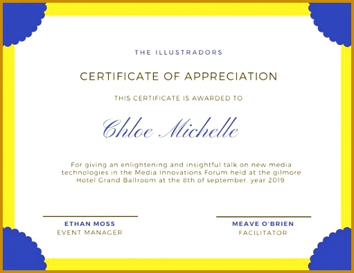 Blue and Yellow Attendance Certificate 394511