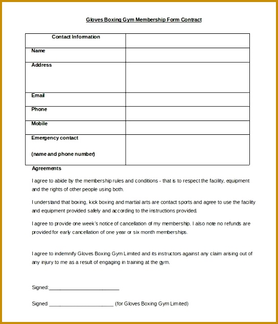 Gym Contract Template – 12 Free Word PDF Documents Download 632544