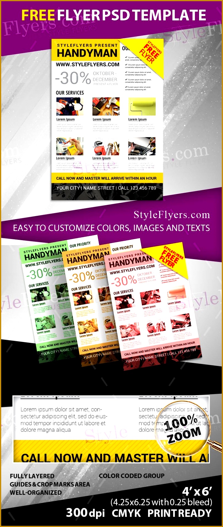 Start using a reliable help We can offer our assistance in promoting your services Download for free our new handyman PSD flyer template 1780753