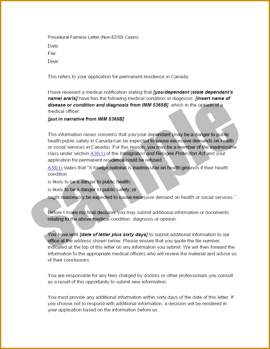 Sample Procedural Fairness Letter non excessive demand 1132876