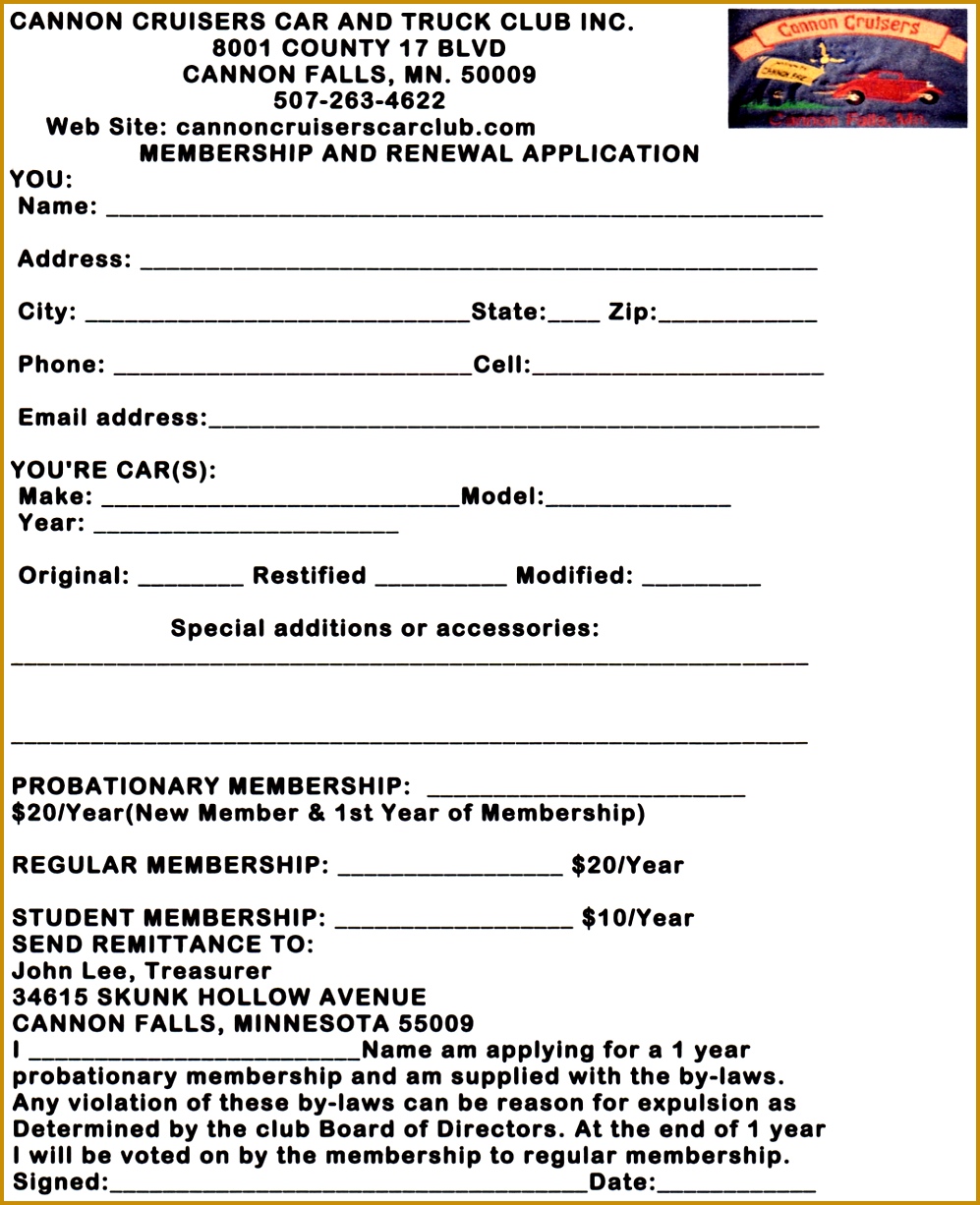 Cannon Cruisers Membership Application 9971226