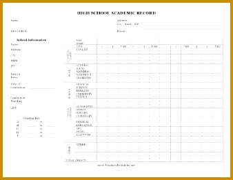 Transcript of a high school student s academic record Free to and print 261338