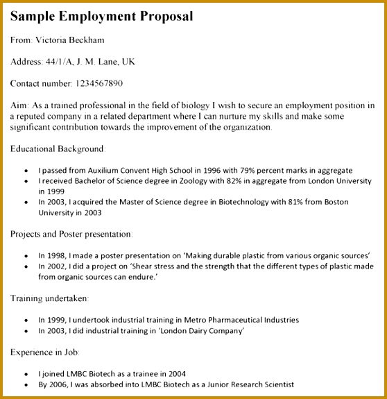 Sample Employment Proposal Template 575558