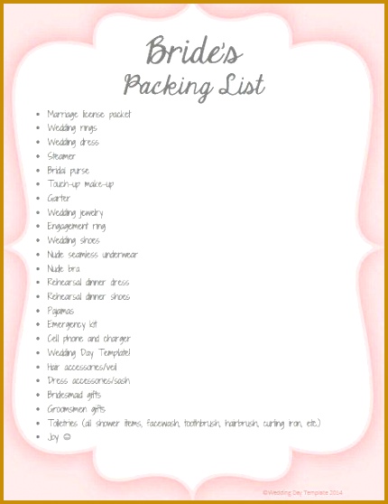 This beautiful checklist will help you remember to bring every important item you need for your 558430