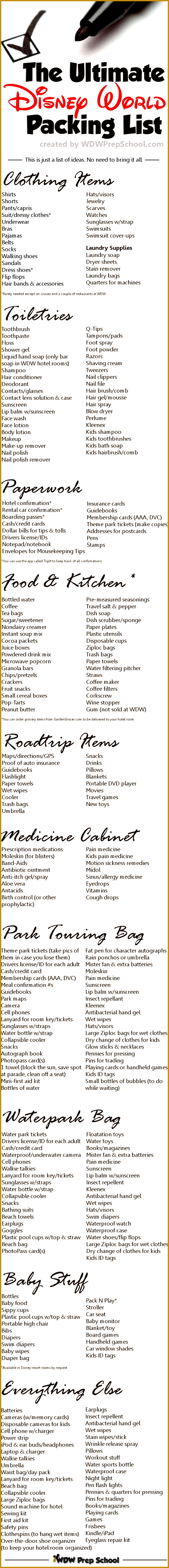 The ultimate Disney World packing list Word PDF and Google Docs formats 5096550