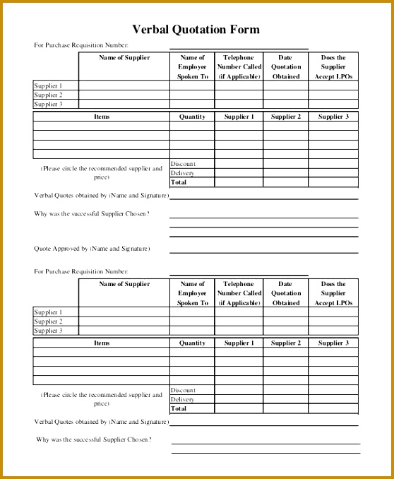 Sample of Quotation Form 678558