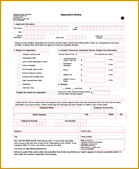 Sample Separation Notice Template 8 Free Documents Download in niKqi Professional Separation Notice Template 558678