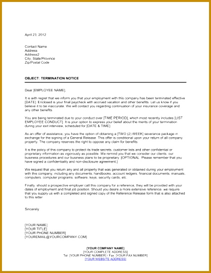 Notice of Termination Template & Sample Form kusod Notice of Termination 427553