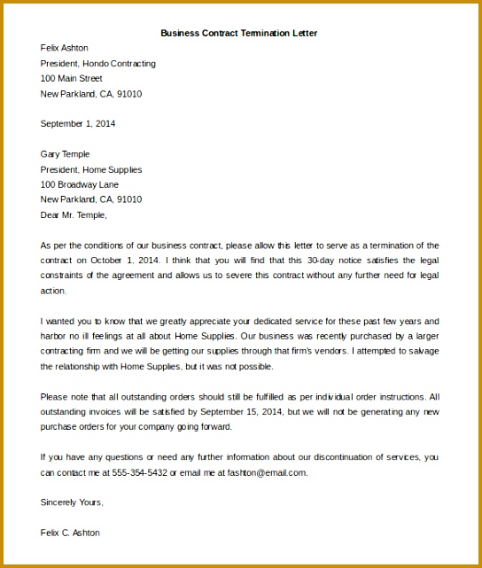 Free Termination Letter Template 33 Free Sample Example dXzqt Free Business Contract Termination Letter Template Example 641544