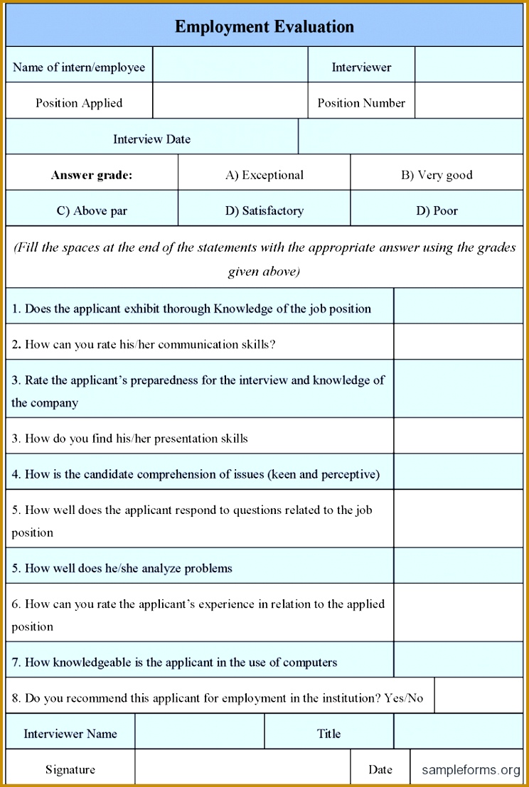 Interview Assessment Form For Hr ficer 7441107