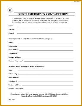 manufacturing case of emergency contact form 277358