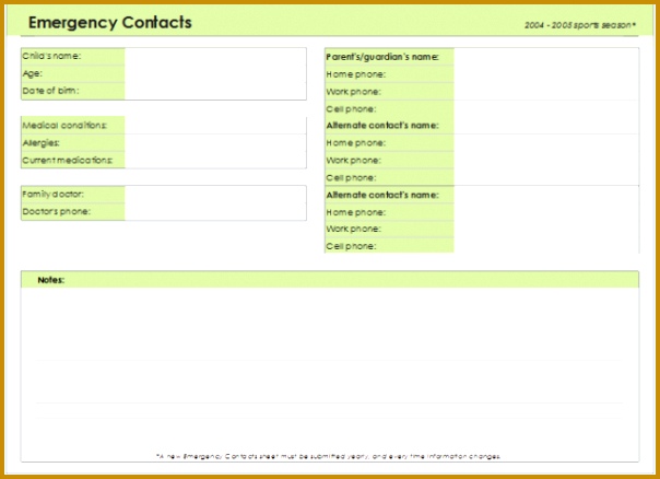 babysitter emergency contact form template emergency contact form template for every field templates 438604