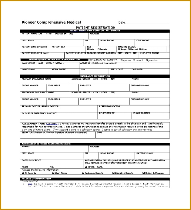 5 New Patient Registration form Template 693630