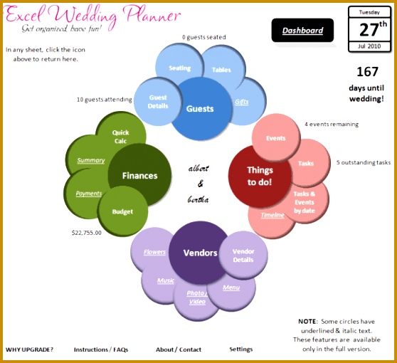 Excel Wedding Planner Features 558510