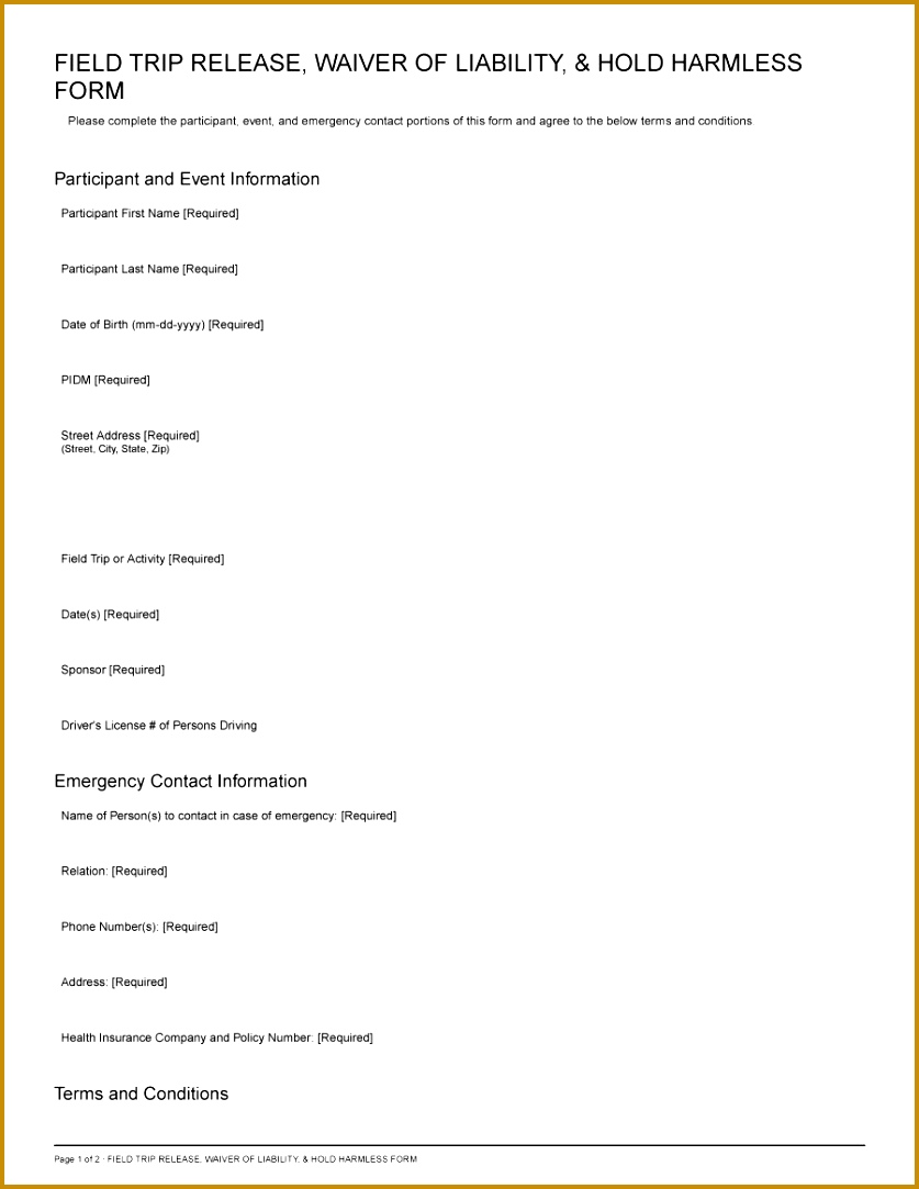 Printable Hold Harmless Agreement Template 03 1083837