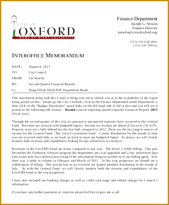 8 Interofï¬ce Memorandum Examples Samples 678558