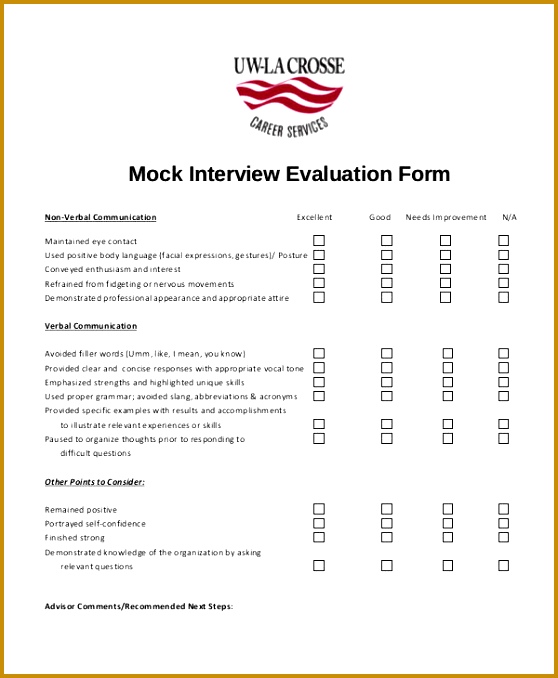 Free Interview Evaluation Form 678558
