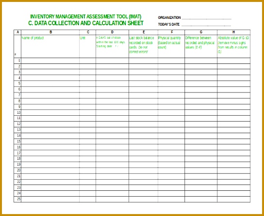 Inventory Management Assessment Tool Free Sheet 446544