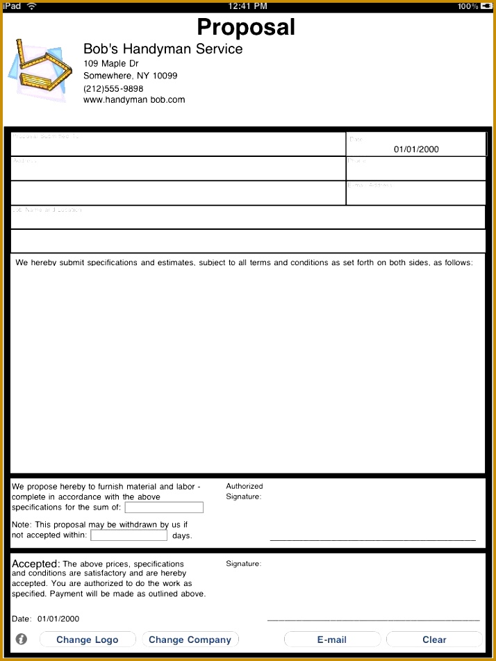 Janitorial Proposal Template Free Bid Proposal Forms Certificate Design Format 952714