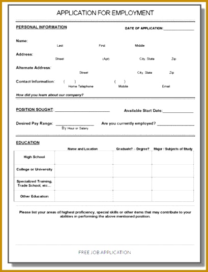190 Job Application Form Sample Example Format Documents Ywtu3 job application template word document Word Button 409535