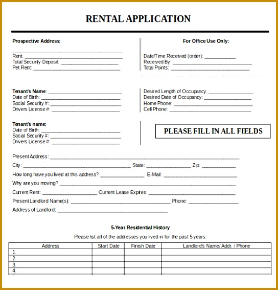 Editable Rental Application Template Word Document Download 567544