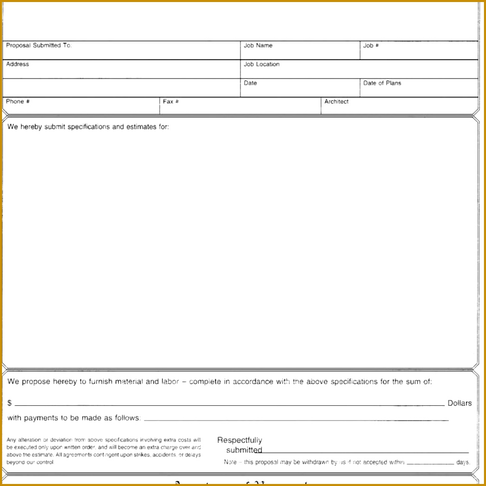 Free Contractor Bid Proposal Templates Fence Estimate Form Tem throughout Bid Estimate Template 952952