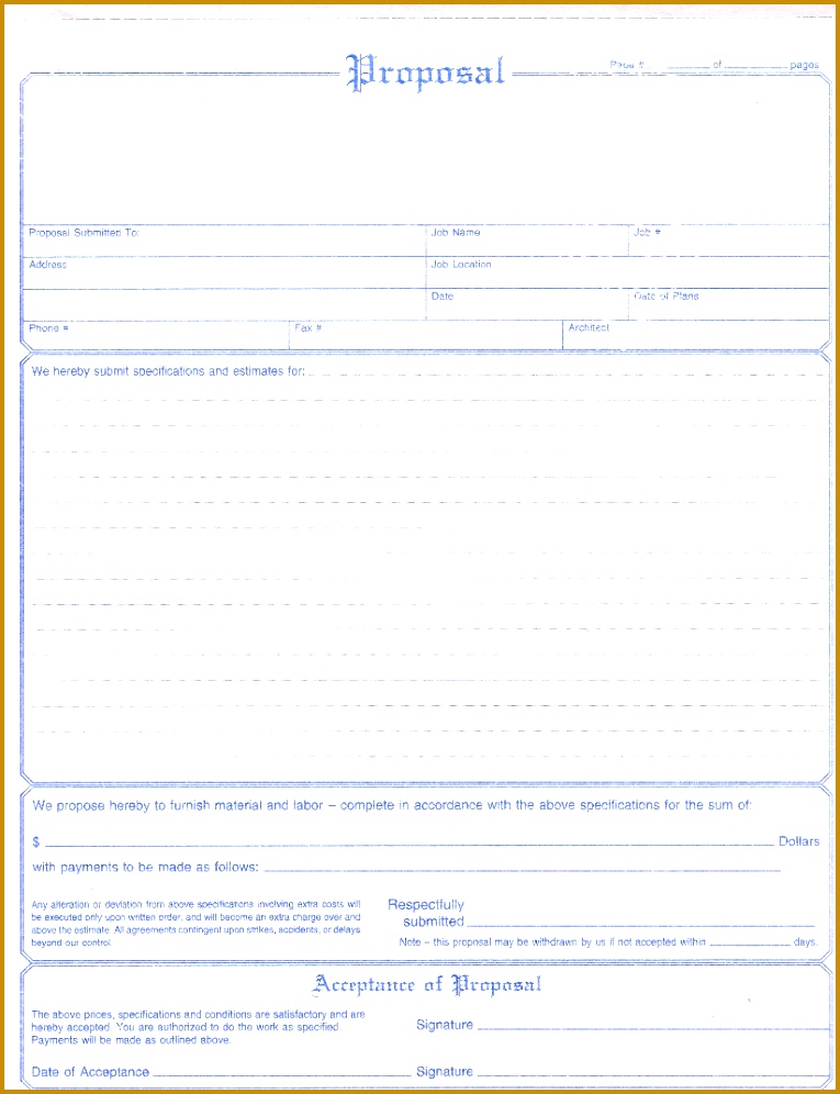 29 Blank Construction Proposal Template Infovianet Free Contractor Bid Proposal Forms Template 29 765996