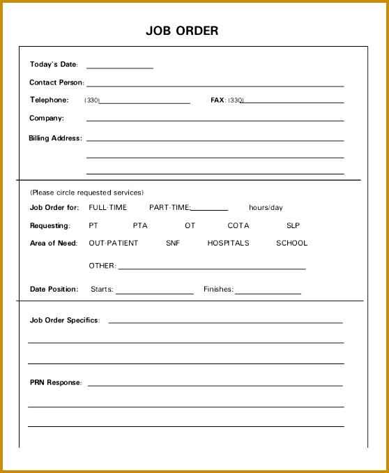 Employee Job Order Template 678558