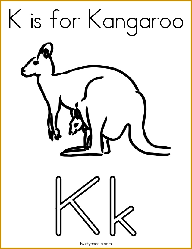 K is for Kangaroo Coloring Page 823637