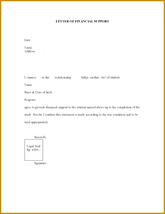 Letter Financial Support Template Camgigandet example of letter of financial support to parents 1275 X 697538