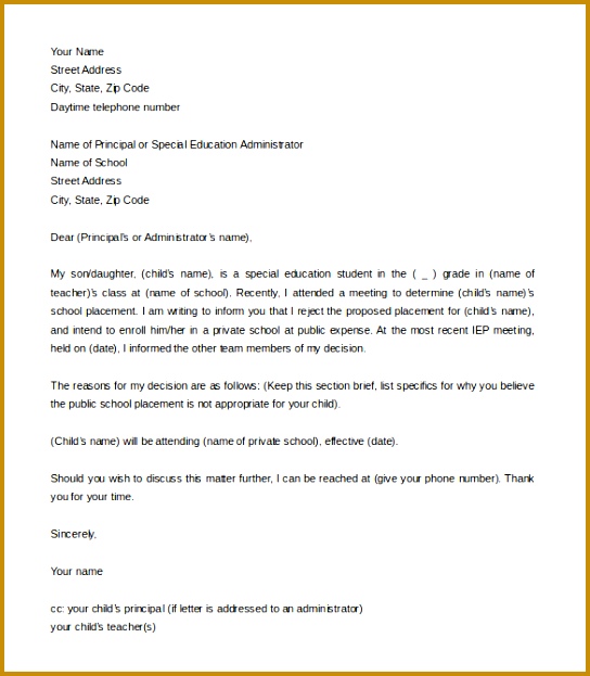 Free Letter of Intent for School Enrollment Word Sample Download 623544