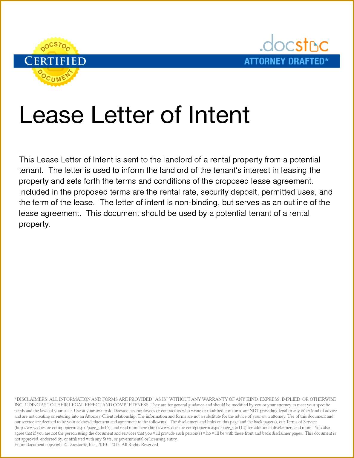 Sample Letter of Intent Lease 15341185