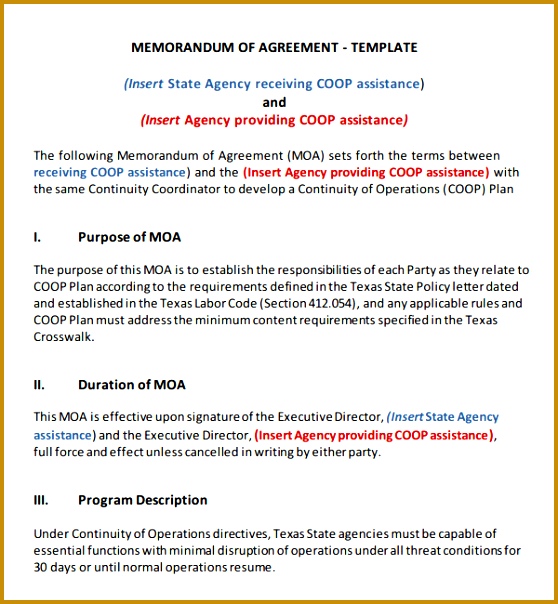 memorandum of agreement PDF 604558
