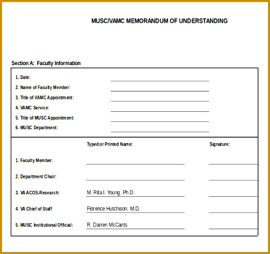 Blank Memorandum of Understanding Template Excel Download 511544