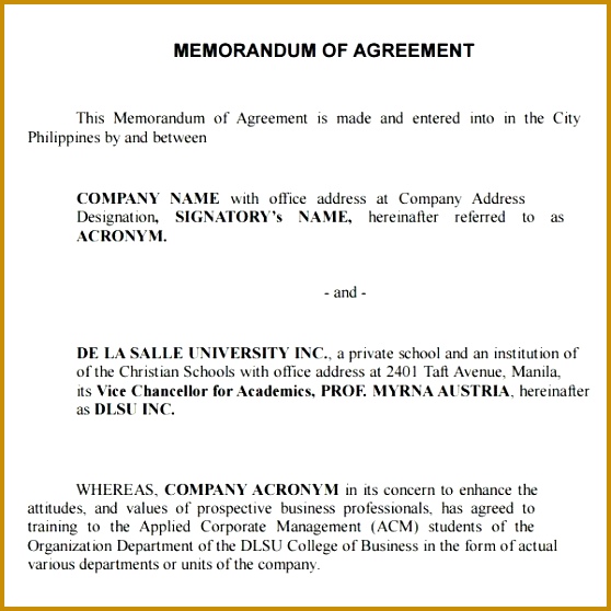 Memorandum of Agreement 9 Free PDF DOC Download 558558