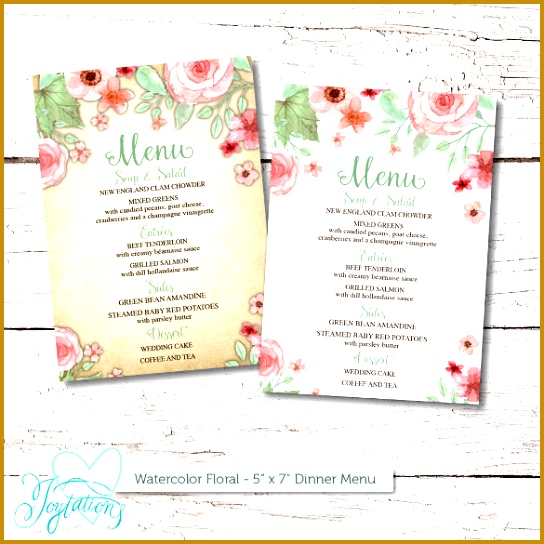 Watercolor Floral Birthday Menu Card 544544