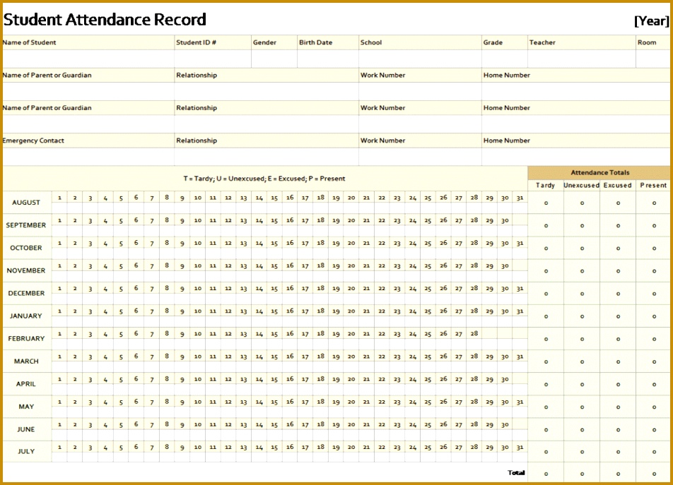 Student attendance record fice Templates htild Student attendance record 687952