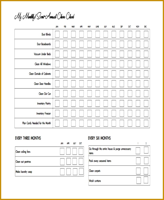 Blank Monthly Chore Chart 678558