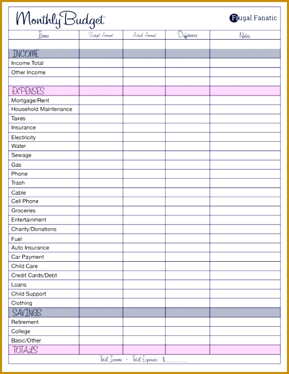 Free printable monthly bud 736569
