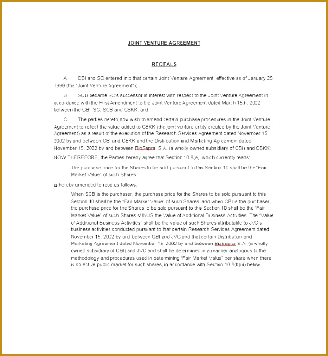 Printable Joint Venture Agreement Template 34 731674