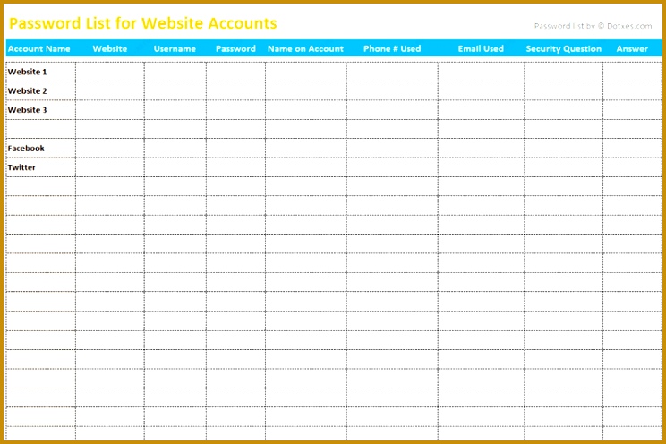 Password list template in Excel Featured Image 496744