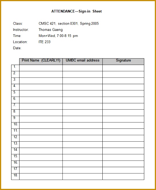 Blank Attendance Sign In Sheet Download 664544