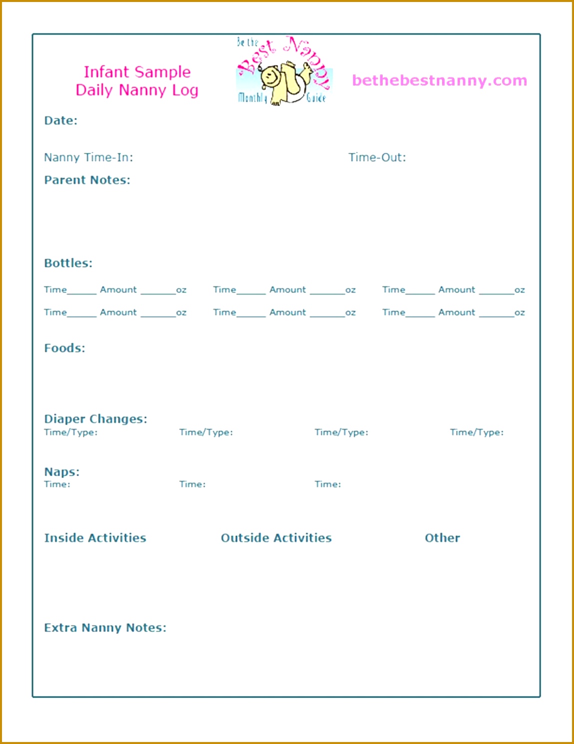 Nanny Daily Log Sheets – cjxwv Nanny Daily Log Sheets 11491488