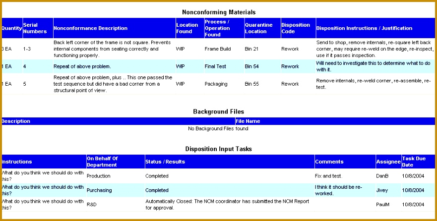 Screen Capture Nonconforming Materials 446881