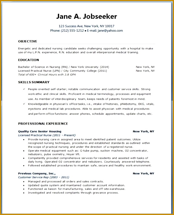 Student Resumes Examples in Example Nursing Student Resume 712574